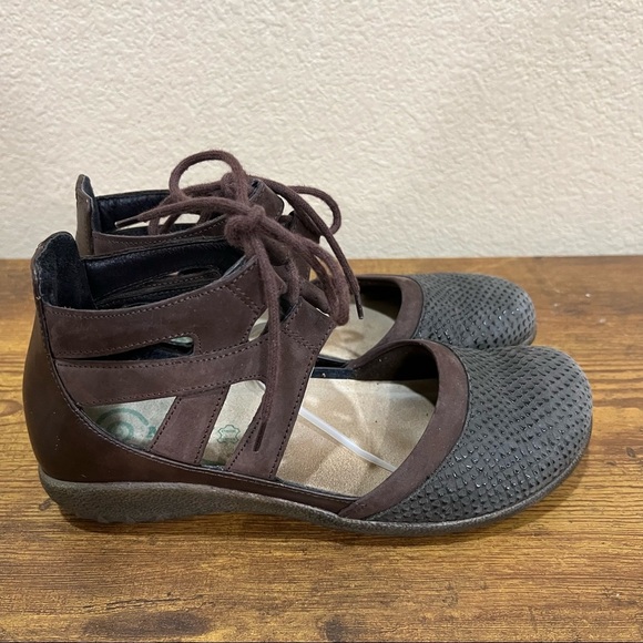 Naot Shoes Womens 7 US 38EU Brown Kata Gladiator Sandals Leather Boho Preppy EUC - Picture 1 of 9